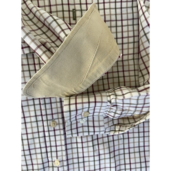 BARBOUR Mens Bank Tattersalls Regular Shirt M Plaid Beige Country Hipster - Picture 16 of 16